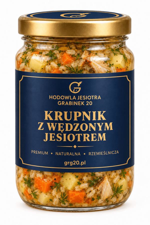 Krupnik z Wędzonym Jesiotrem